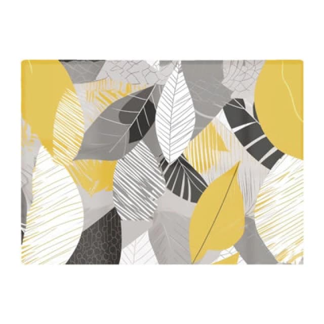 Warren Reed Designer Grey Yellow Autumn Leaves Glass Chopping Board