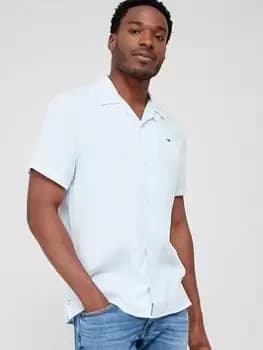 Tommy Jeans Classic Solid Camp Short Sleeve Shirt, Light Blue, Size L, Men
