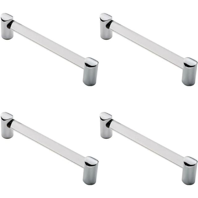 Loops 4x Round Tube Pull Handle 180 x 16mm 160mm Fixing Centres Clear & Chrome Multi unisex