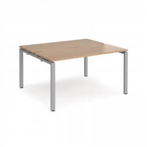 Adapt II Back to Back Desk s 1400mm x 1200mm - Silver Frame Beech top