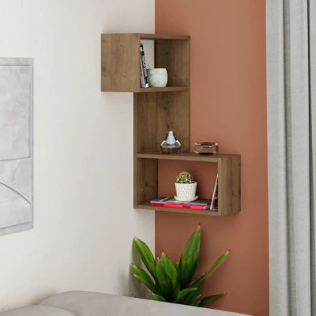 DECORTIE Decortie - Part Modern Corner Shelf 82cm Narrow - Oak Effect - Oak Effect M.KT.01.13198.9