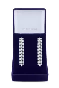 Silver Plated Multi Row Crystal Tennis Earrings - Gift Boxed