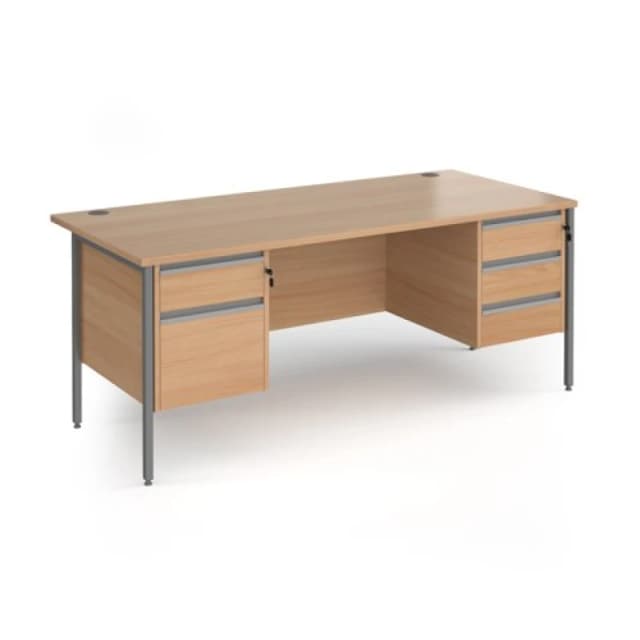 Contract 25 Office Desk Rectangular Desk 1800mm With Double Pedestal Beech Top With Graphite Frame 800mm Depth Contract 25 CH18S23-G-B Beech C