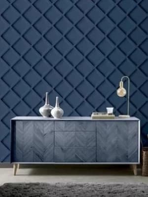 Arthouse Wood Trellis Navy Wallpaper