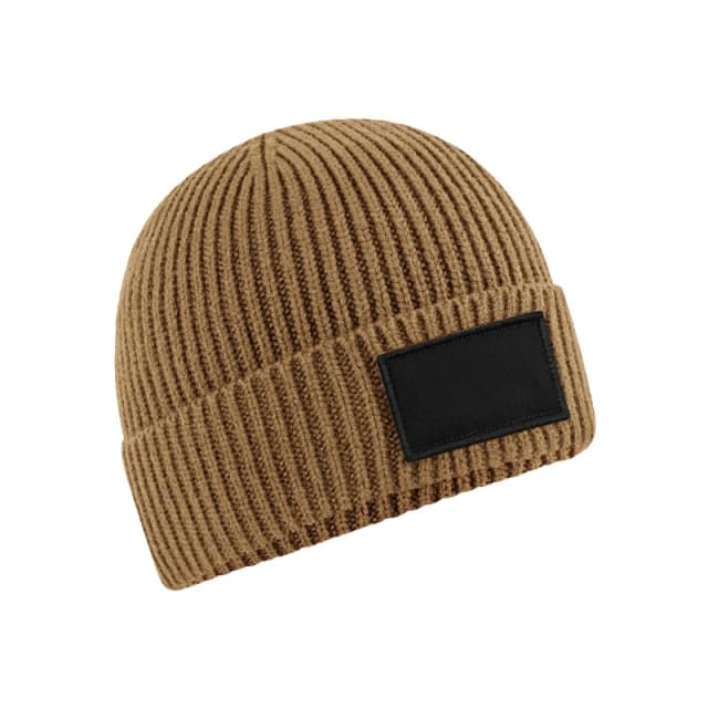 Beechfield Beechfield Men Fashion Patch Beanie in Brown Brown One Size Male 5063425451333