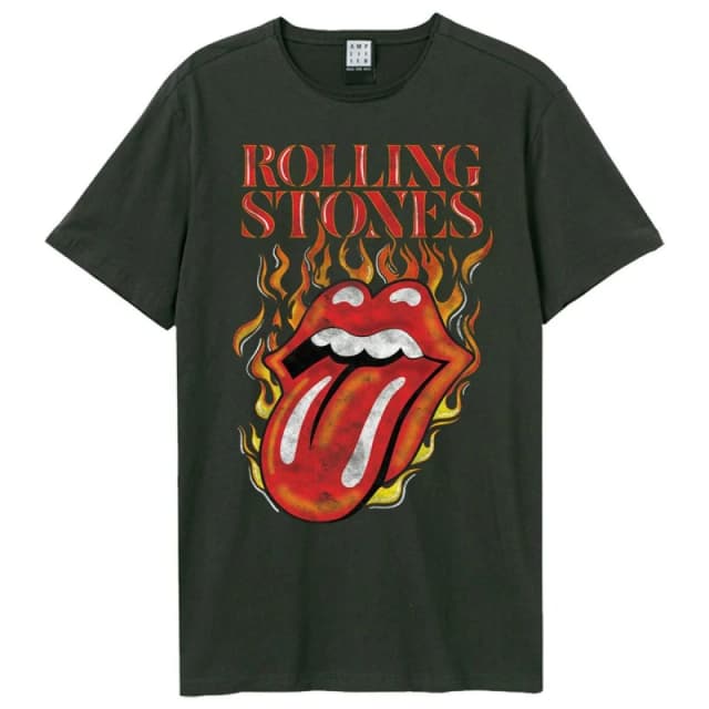 Amplified Amplified Men Hot Tongue The Rolling Stones T-Shirt in Charcoal Size: Small Charcoal S Male 5063470046393