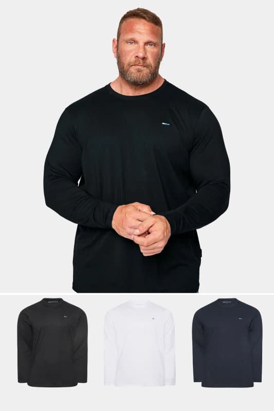 BadRhino BadRhino Men 3 Pack Long Sleeve T-Shirts in Black Size: 4X-Large Black 4XL Male 5059738284904
