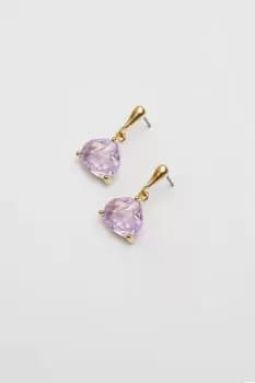 Gold Plated And Amethyst Open Stone Earrings
