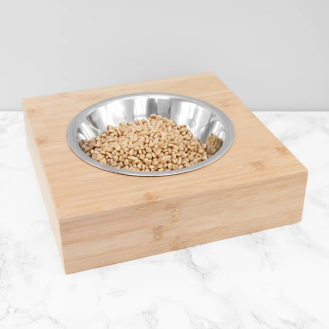 Treat Republic Bamboo Single Pet Bowl Brown