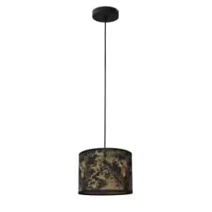 Abba Cylindrical Pendant Ceiling Light Black, Gold 20cm