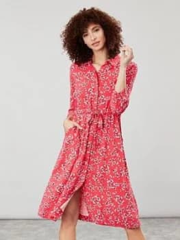 Joules Winslet Button Front Shirt Dress - Red