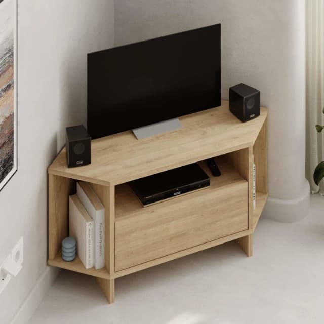 Decortie Viva' Modern Corner TV Unit for 34" TVs in Natural Size: 1 Pack Natural Unisex 1 Pack