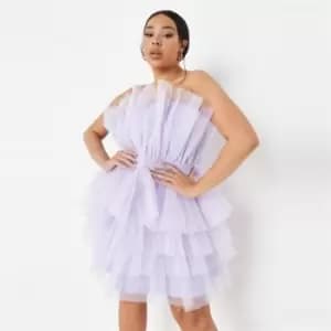 Missguided Bandeau Ruffle Dress Tulle - Purple