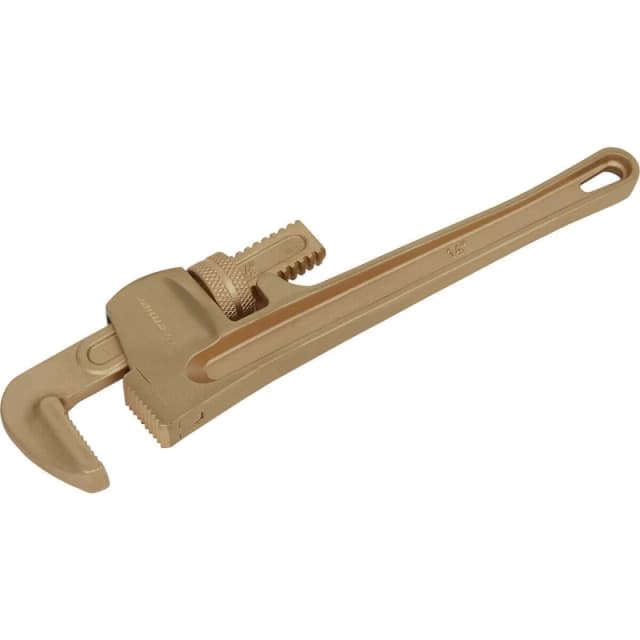 Loops 350mm Non-Sparking Adjustable Pipe Wrench - 65mm Jaw Capacity - Beryllium Copper Copper