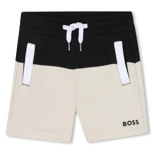 Boss Kids Colour Block Fleece Jogger Shorts Black 09B male 9 Mnth