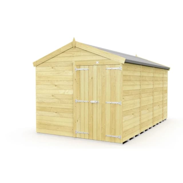 Buttercup Farm 8 x 15 Feet Apex Shed - Double Door W/O Window - L454 x W231 x H217cm in Brown Brown Unisex
