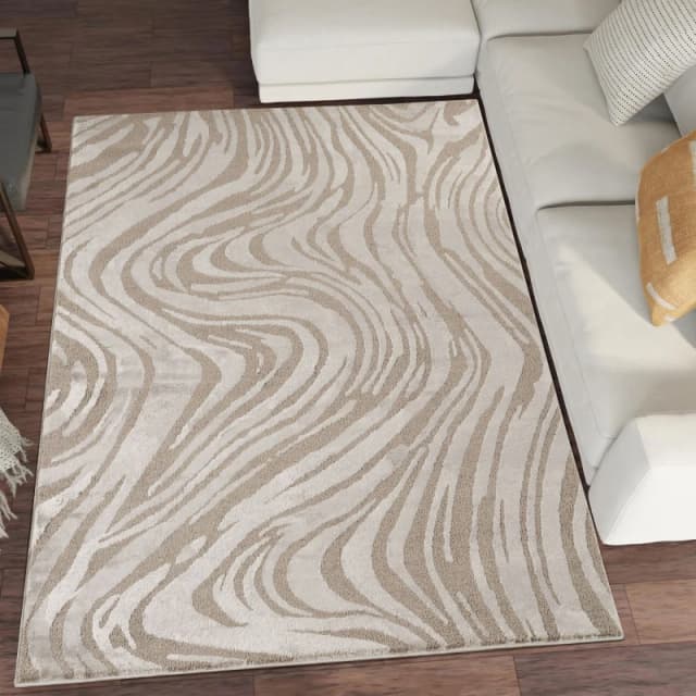 Hamilton Modern Metallic Sheen Area Rug - Marble Inspired Design Mocha 200Cm X 290Cm