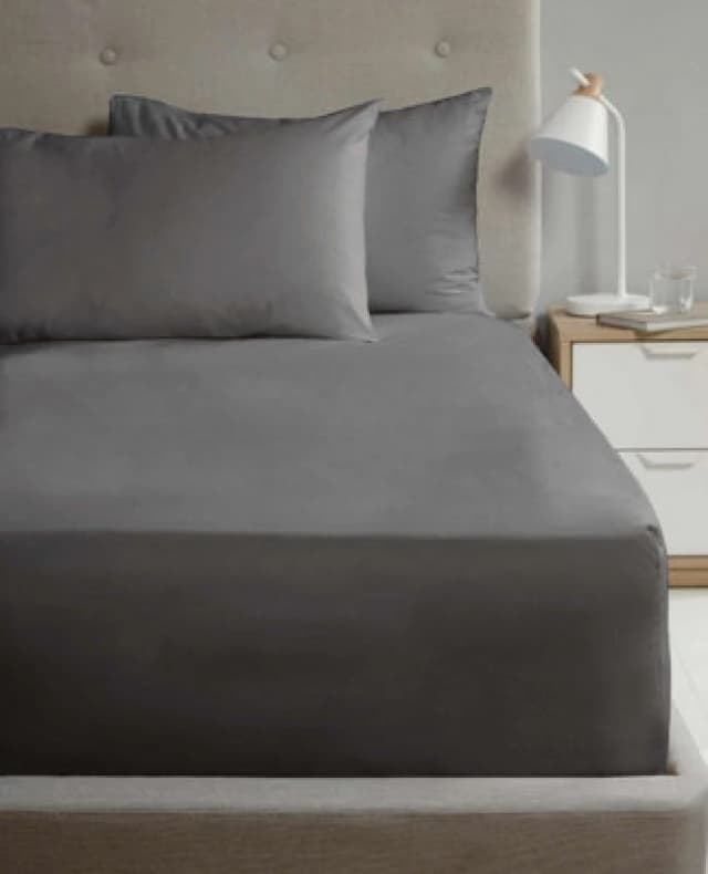 Homespace Direct Ltd Flat Sheet 180Tc Percale Charcoal Double Sheet Suitable For Deep Mattresses