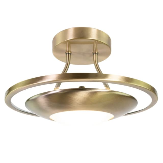 Happy Homewares Semi Flush Energy Saving LED Ceiling Light in Brushed Metal Finish in Metallic Gold Metallic Gold Unisex
