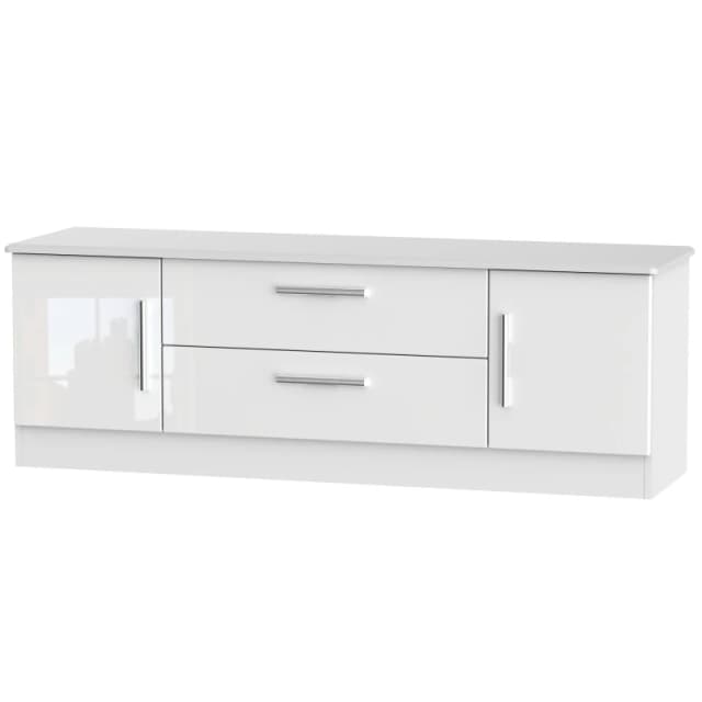 Harrow 2 Door 2 Drawer Superwide TV Unit In White Gloss (Ready Assembled)