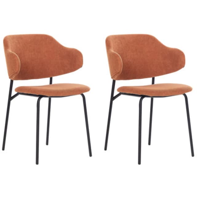 Beliani Set Of 2 Dining Chairs Kenai Orange