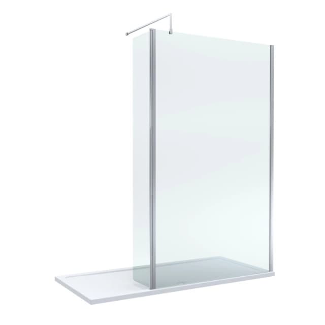 Balterley 8mm Glass Wetroom Screen and Return Chrome and Tray 1700 x 900mm Silver