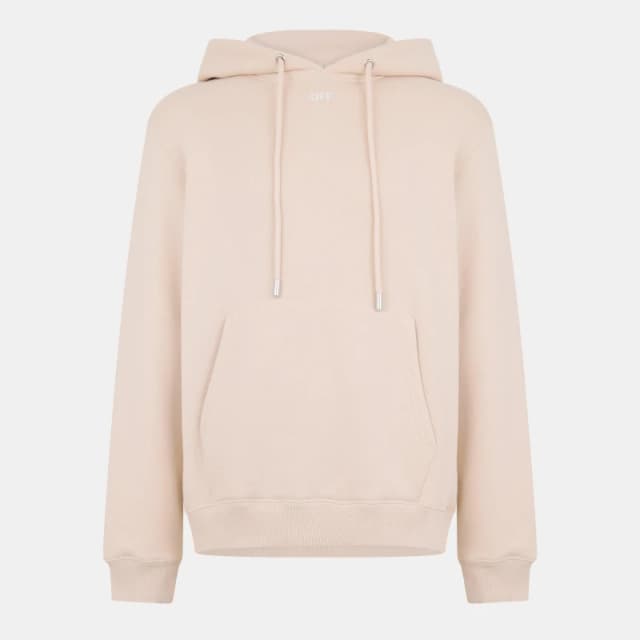 Off White Mens Brick Arrows Jersey Fleece Long Sleeve Slim Fit Hoodie Beige/White male XS