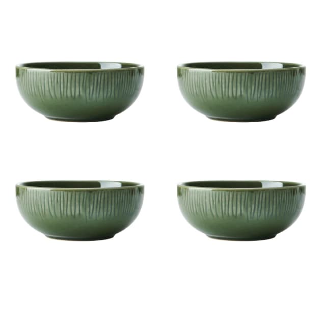 Mikasa Jardin Set of 4 Green Stoneware Cereal Bowls
