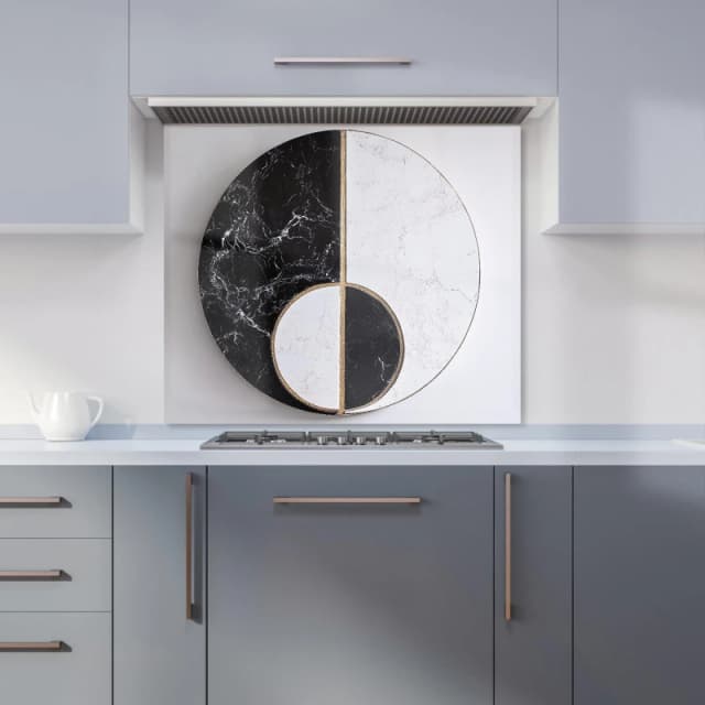 Warren Reed - Designer Sleek Yin Yang Marble Design Kitchen Splashback Size: 600mm x 750mm Multicolor Unisex 600mm x 750mm