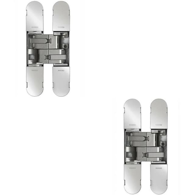 Loops 2x 130 x 30mm Concealed Heavy Duty Hinge Fits Unrebated Doors Polished Nickel Metallics