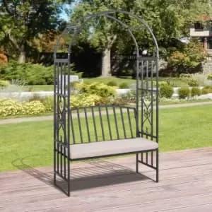 Alfresco Grey Arched Metal Frame Bench, Grey