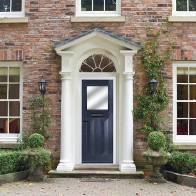 Lacerta Composite Door Eaton Blue 920mm X 2090mm Open In Right Hand Obs Glass 10 Year Guarantee - Free Delivery & Smart Lock