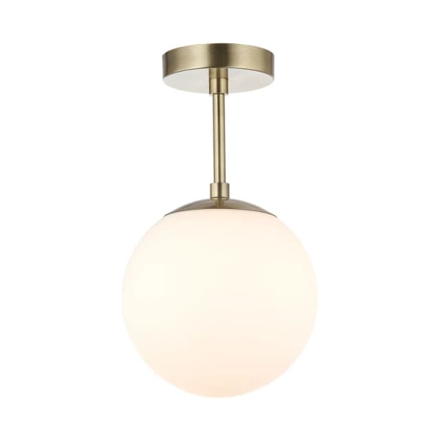 Happy Homewares Traditional Glass Globe IP44 Bathroom Ceiling Light Fixture in Metallic Gold Metallic Gold Unisex