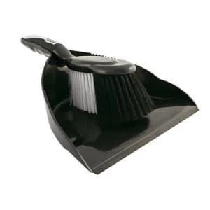 Charles Bentley Dustpan and Brush Set Black and Chrome