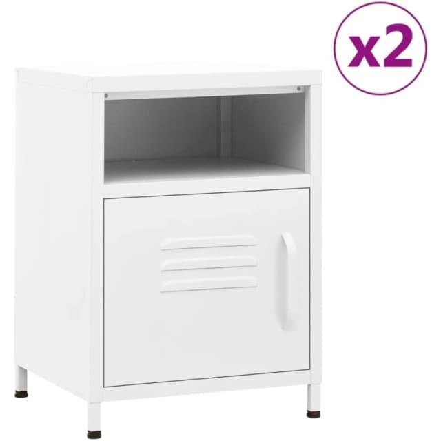 VIDAXL Nightstands 2 pcs White 35x35x51cm Steel Vidaxl 8720286847640