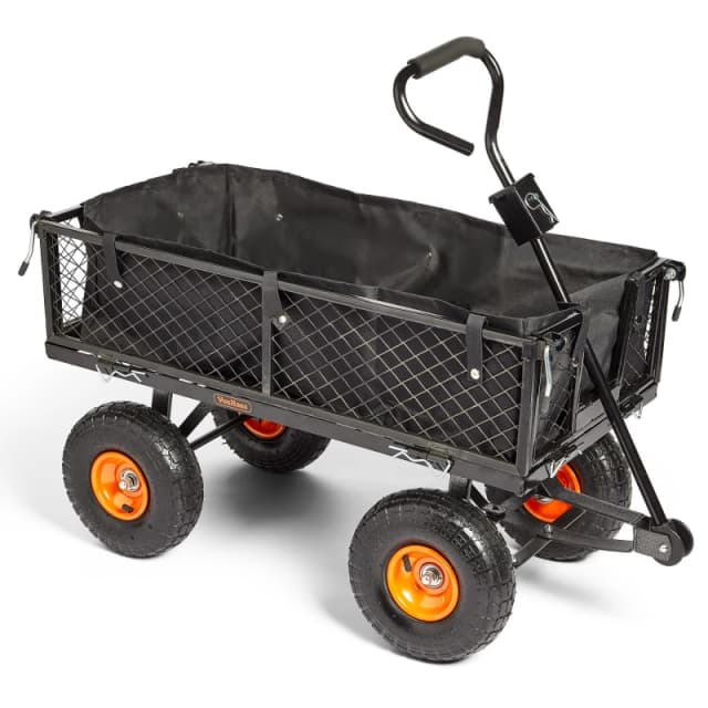 VonHaus 350kg Weight Capacity Heavy Duty Garden Cart in Black Unisex