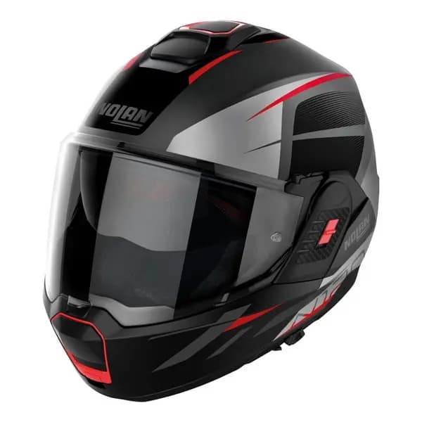 Nolan N120-1 Nightlife N-COM 025 Flat Lava Grey Red Silver Black Modular Helmet Size XL