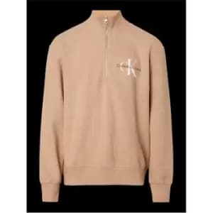 Calvin Klein Jeans Monologo Waffle Half Zip Hwk - Neutral