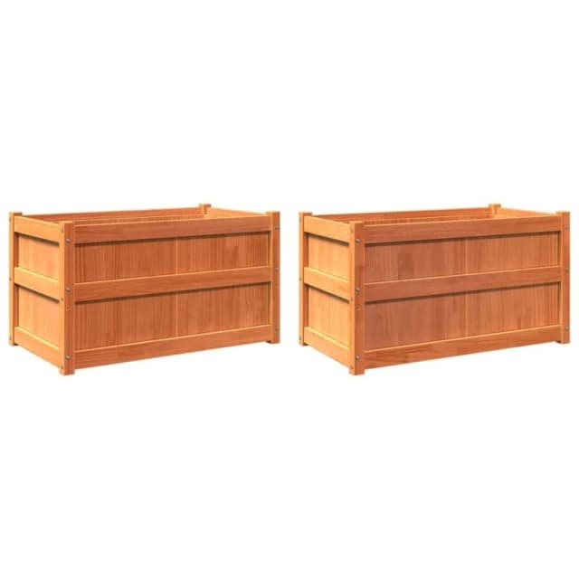 vidaXL Planters 2pc Wax Brown Solid Wood Pine, Brown 837464
