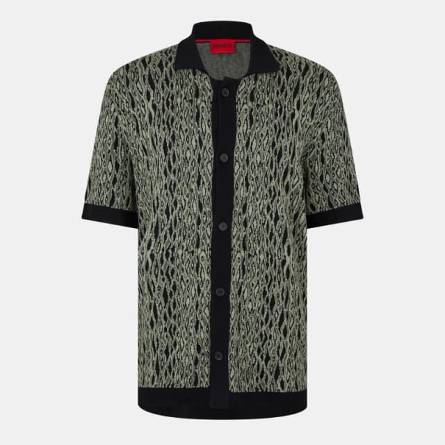 Hugo Mens Knit Top Open Green 391 male S