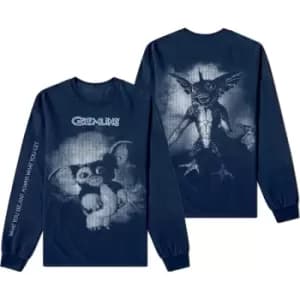 Warner Bros - Gremlins Graphic Unisex XX-Large Long Sleeved T-Shirt - Blue