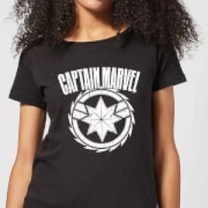 Captain Marvel Logo Womens T-Shirt - Black