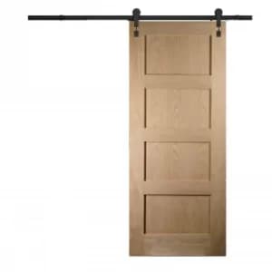 Shaker Oak Sliding Barn Door with Industrial Track 2073 x 862mm