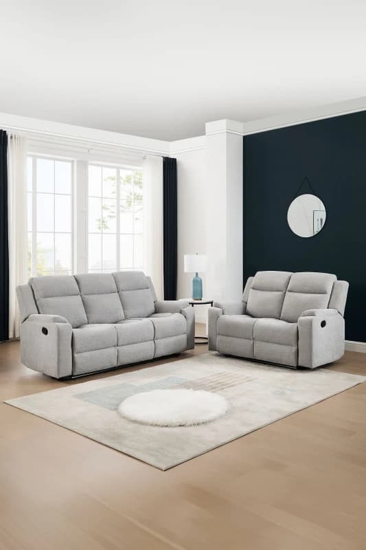 More4Homes Orka 2+3 Seater Fabric Manual Recliner Sofa Set Grey