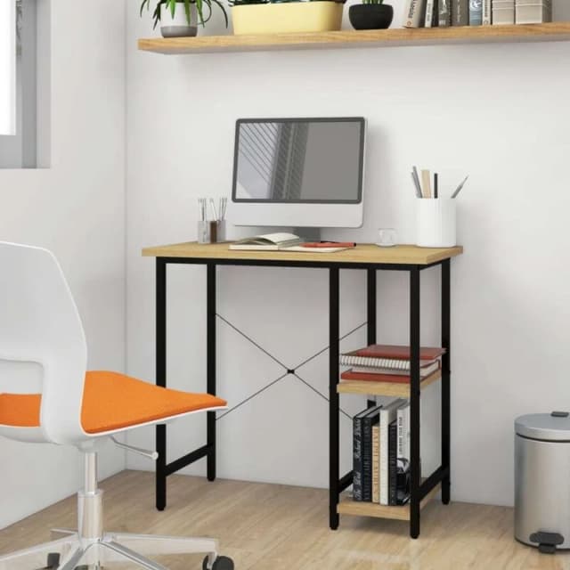 VIDAXL Vidaxl - Computer Desk Black and Light Oak 80x40x72cm mdf and Metal 8720286288177