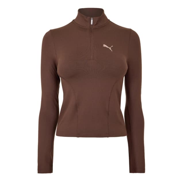 Puma Train Reg Length Half Zip Fleece Womens Espresso Bro female 8 (XS)