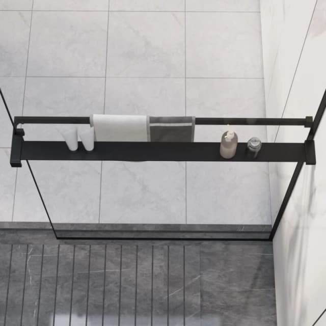 vidaXL Shower Shelf For Walk-in Shower Wall Black 80cm Aluminium, Black 153615