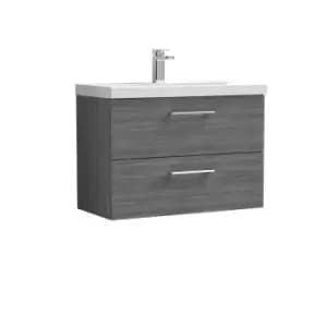 Nuie Arno 800mm Wall Hung 2 Drawer Vanity & Basin 1 Anthracite