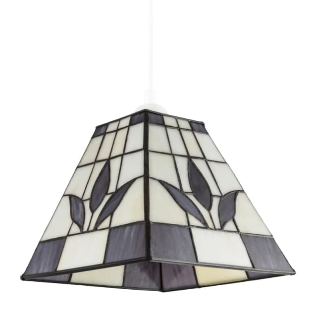 Happy Homewares Traditional Stained Glass Tiffany Square Pendant Lighting Shade in Purple Purple Unisex