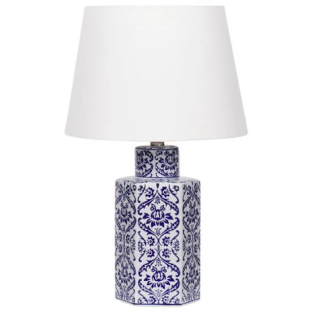 Beliani Table Lamp Marcelin Porcelain White/ Blue